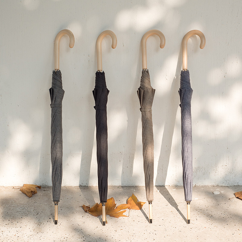 雨伞男 长柄 复古 个性创意_原创设计木柄经典文艺长柄雨伞男防风个性