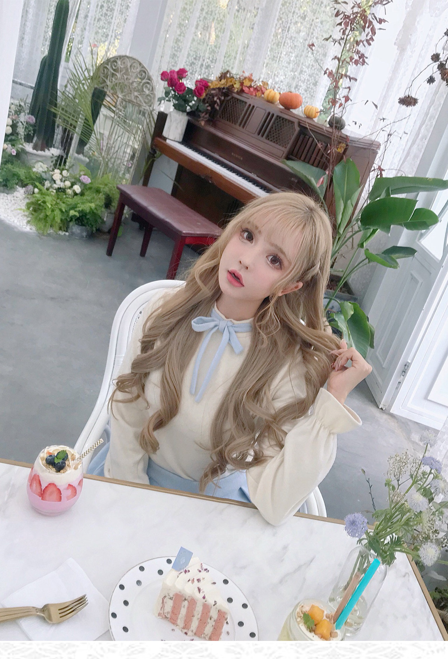 龙心少女法式乖巧可爱俏皮复古甜美显瘦系带蝴蝶结千金小香风套装