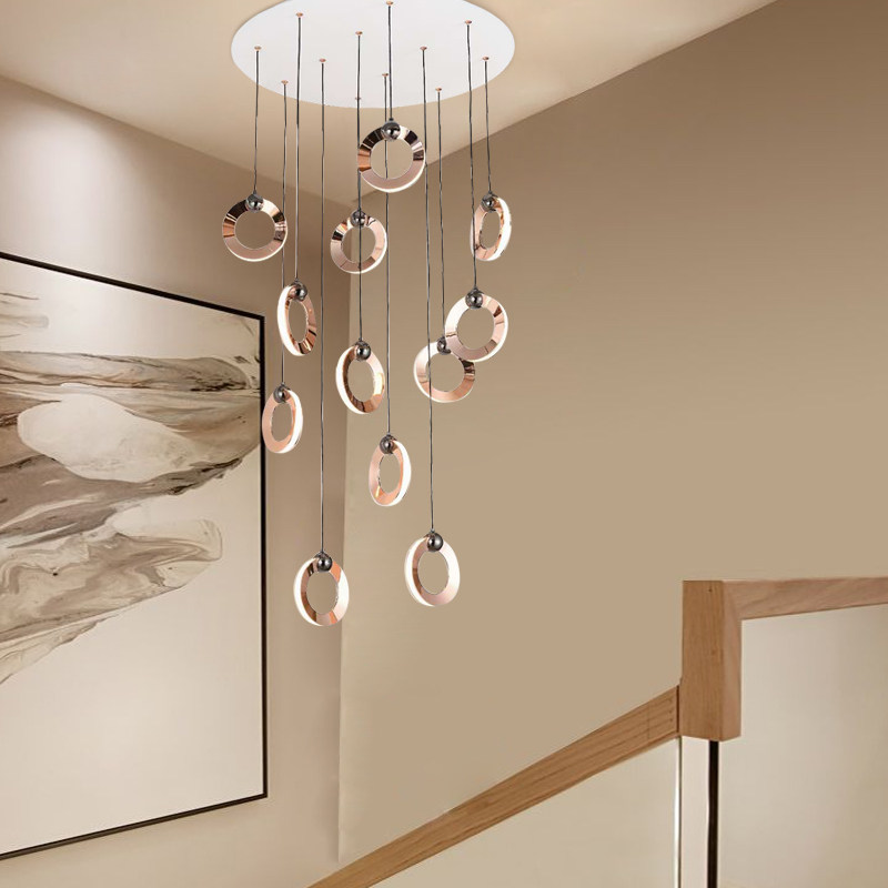 复式楼梯吊灯别墅客厅餐厅后现代简约公寓创意loft旋转中空长吊灯
