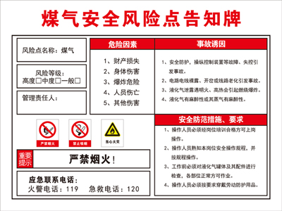 煤气液化安全风险点告知牌 当心触电有电危险警示职业