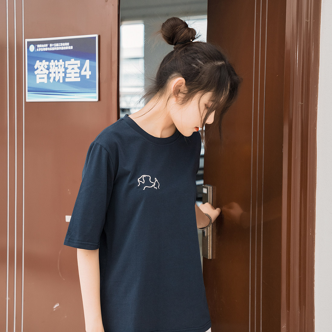古着感少女t恤港味日系宽松纯棉cec短袖学生半袖2022新款上衣体恤