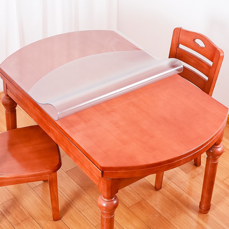中式椭圆形折叠餐桌桌垫软玻璃透明桌