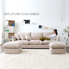 现代小户型日式三人羽绒布艺沙发 简约北欧客厅组合软包双位