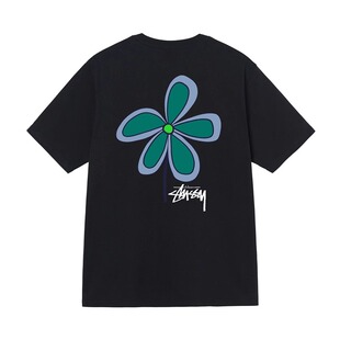 美潮STUSSY FLOWER TEE斯图西短袖男风车五叶花宽松圆领情侣T恤女