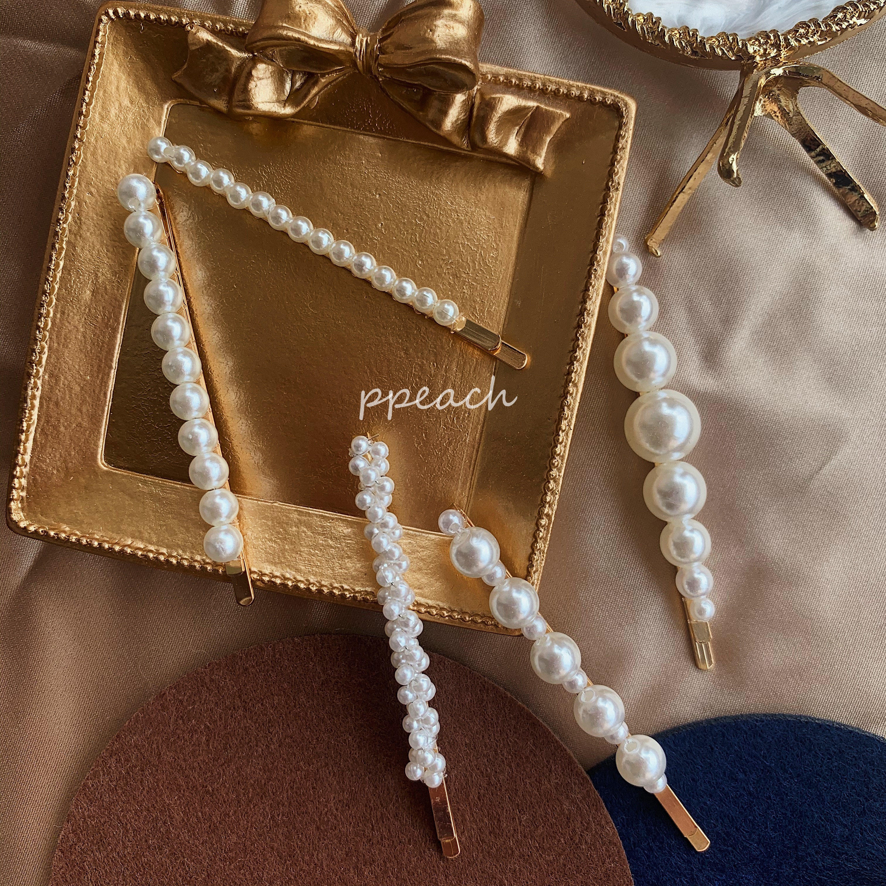 包邮网红珍珠发夹短发头饰后脑勺侧边夹卡子少女百搭刘海一字夹 - pp