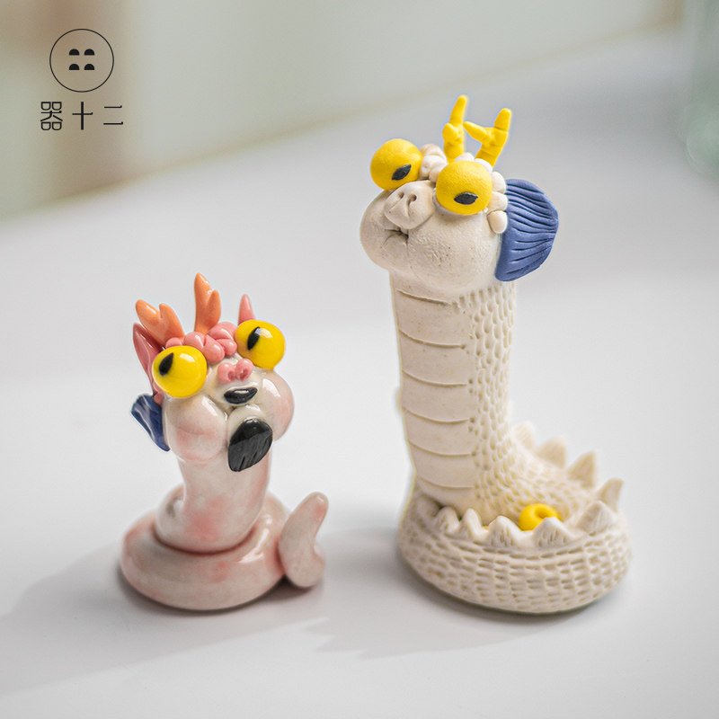 器十二蛟龙治愈系小摆件丑萌桌面装饰ins少女可爱的东西礼物茶宠
