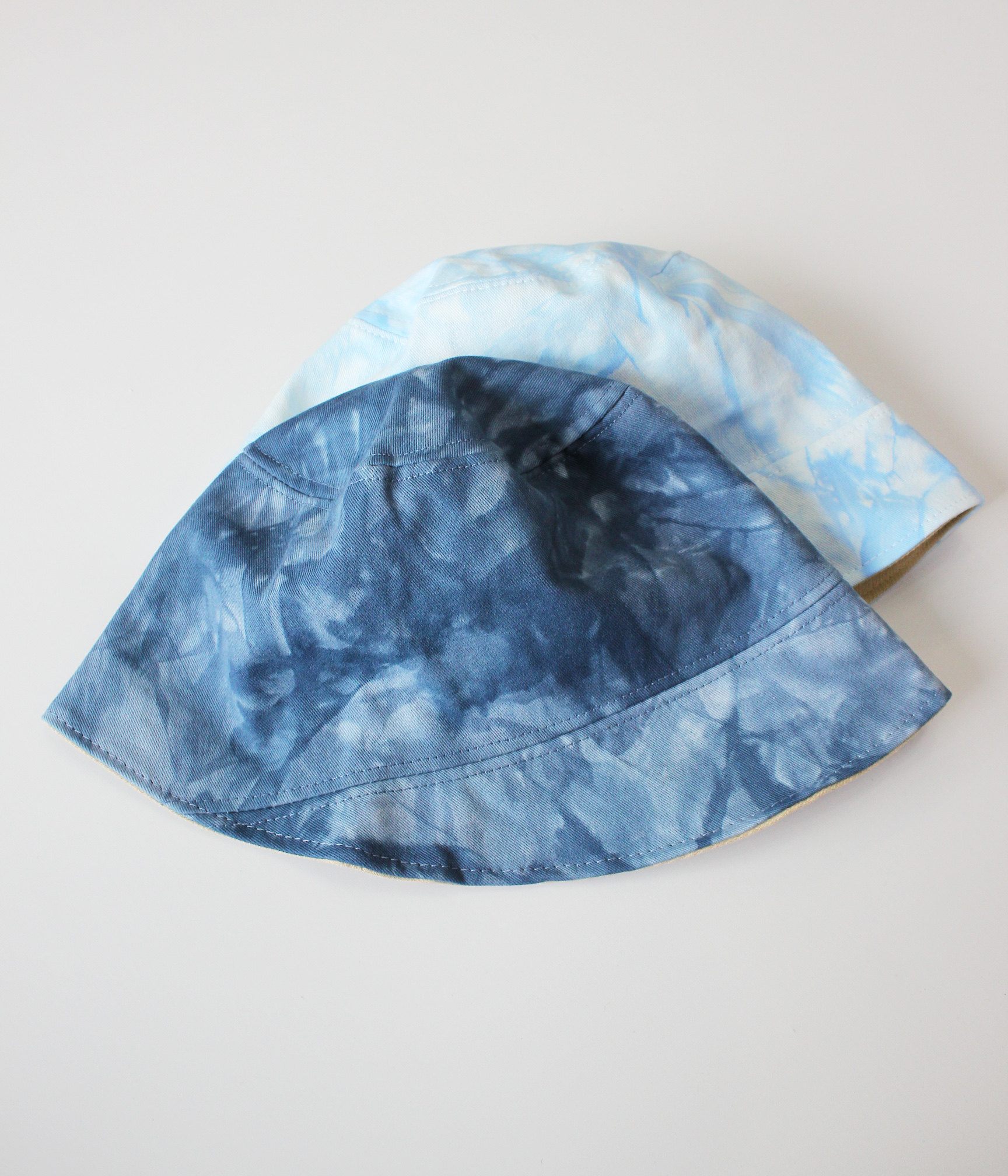 10折)春季新款百搭扎染水桶帽显脸小渔夫帽遮阳休闲两面戴盆帽—帽子