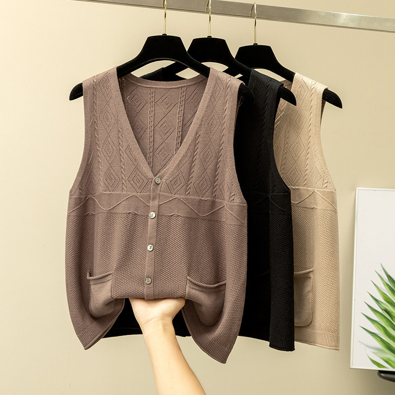 v领针织毛线背心女秋