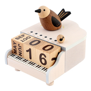 Jeancard music box music box girl wooden piano bird calendar perpetual calendar children's girlfriend birthday gift