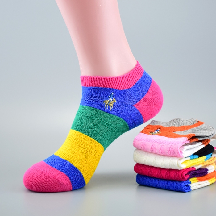 PIERPOLO正品夏季纯棉船袜低帮浅口棉线袜子女糖果色运动短袜甜美