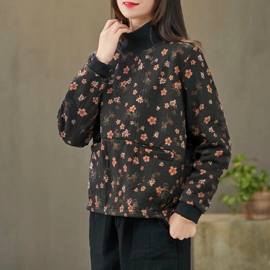 小碎花加绒打底衫