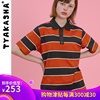 TYAKASHA Taka Sha Skate series Female models Orange Black stripe POLO Sweater AZZF05 TYAKASHA Taka Sha Skate series Female models Orange Black stripe POLO Sweater AZZF05