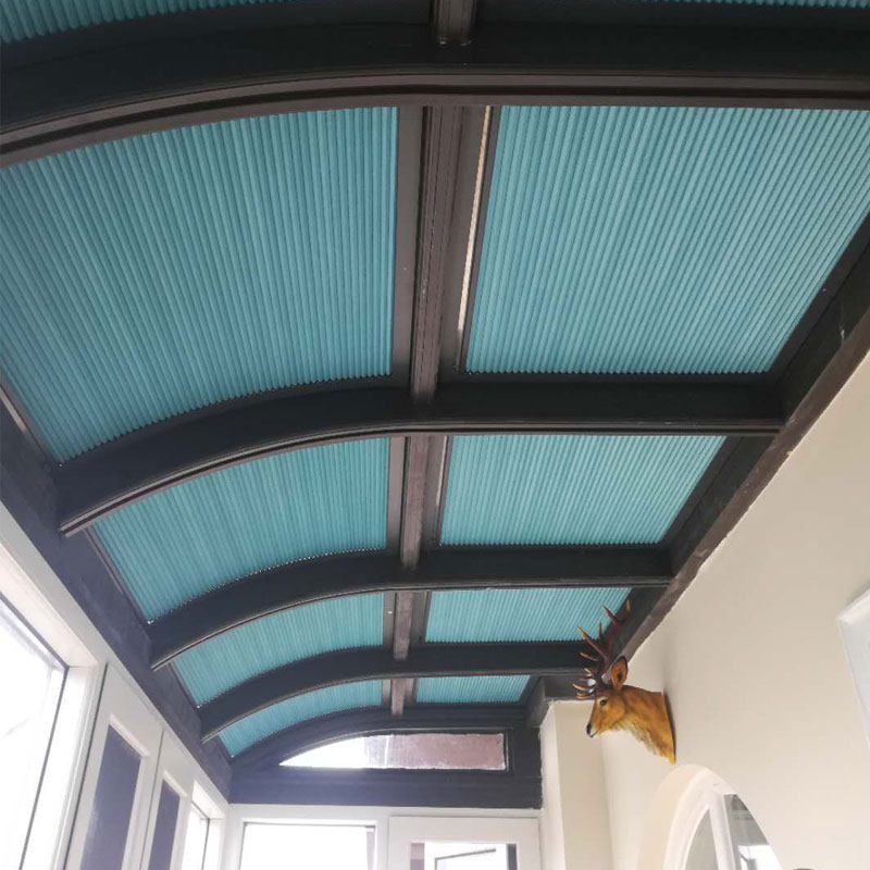 阳光房遮阳顶帘手动天窗天棚玻璃顶棚