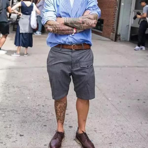 nick wooster 街拍麻棉透气吊裆短裤五分裤松紧腰大码宽松中裤潮