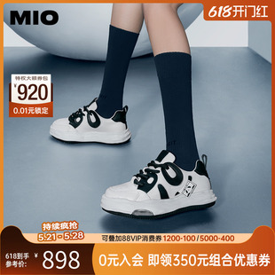 MIO米奥小白鞋女鞋防滑面包鞋休闲厚底板鞋黑白熊猫鞋显高运动鞋