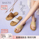 【孙乐言同款】百思图金色麦浪25夏新款度假外穿女凉拖鞋F5072BT5