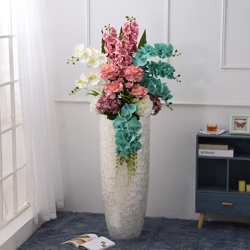 陶瓷落地花瓶客厅大号干插花仿真花套装现代简约花瓶摆件客厅插花
