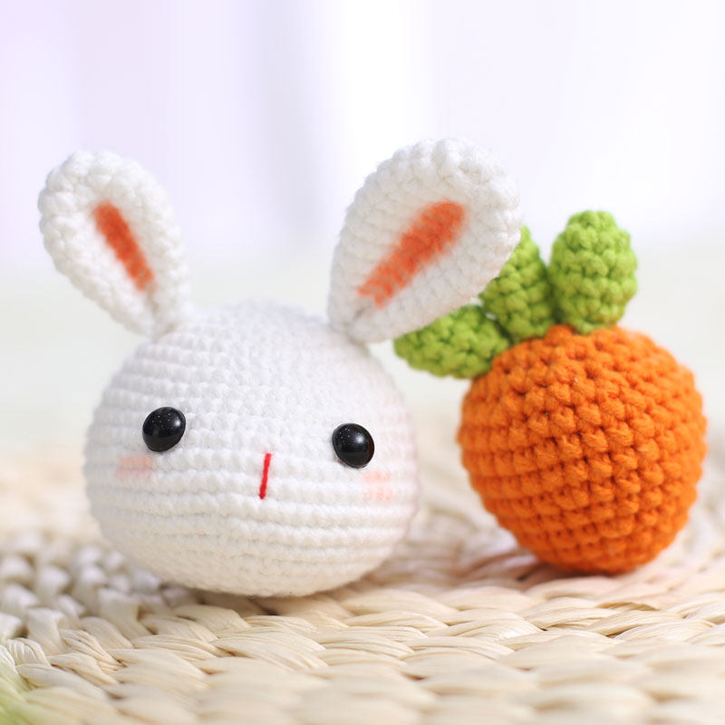 胖丫家 兔子头钩针编织 diy编织玩偶材料包 手工制作毛线挂件礼物
