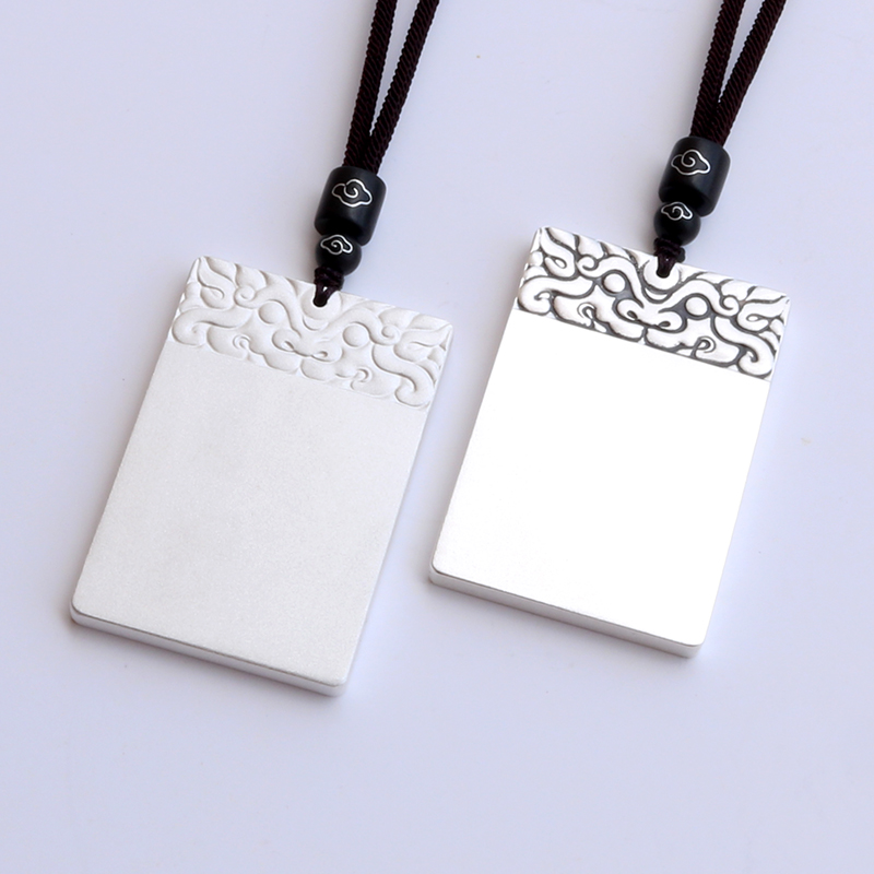 刻字999纯银古风神兽头平安无事牌吊坠兄弟男女项链把玩汽车挂件