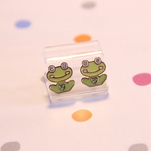特价 cottiny全爱时代Qaera韩国正品 绿色青蛙卡通耳钉身体可以动