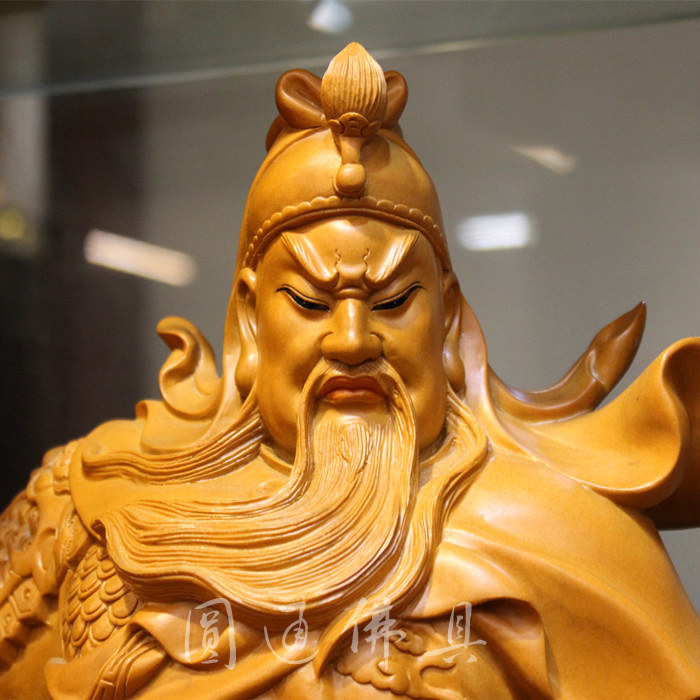 圆通佛具木雕关公台湾手工樟木雕像武财神像催财乔迁开业关公摆件
