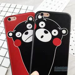 黑红呆萌熊本熊iPhone7plus手机壳6splus保护套苹果7耐磨软壳卡通