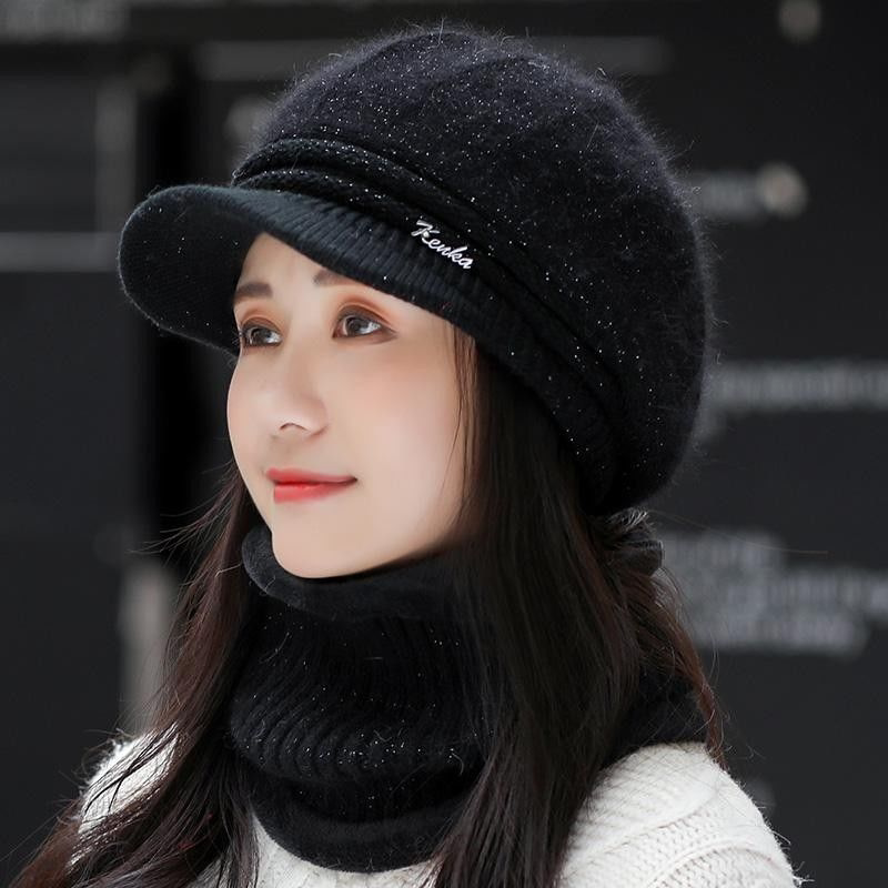 毛线帽帽子女秋冬韩版潮冬天网红款百搭防寒骑车保暖时尚冬季冷帽