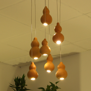 禅意葫芦艺术餐厅楼梯定制吊灯