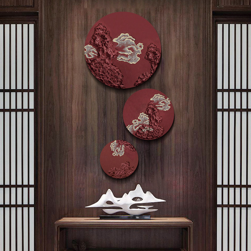 中式复古家居装饰品仿古做旧工艺品背景墙甲骨文挂件壁饰墙饰磐