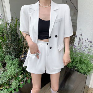 Small suit coat elastic waist loose wide leg shorts