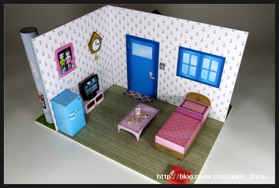 儿童手工折纸DIY拼装立体纸质模型内饰场景小房子娃娃屋卧室建筑