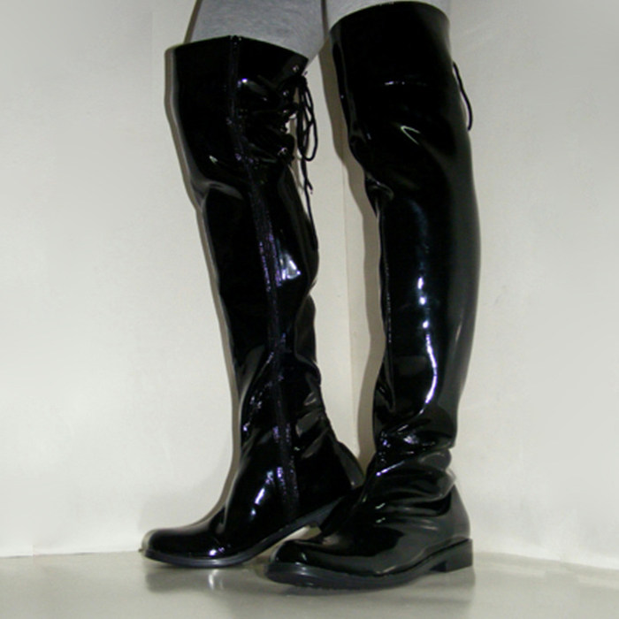 热卖黑色男士钢管舞过膝长靴 ds夜店舞台演出过膝鞋机动车长军靴