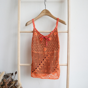 外贸复古孤品冰丝文艺针织衫上衣编织女款镂空手工钩针春夏季薄款