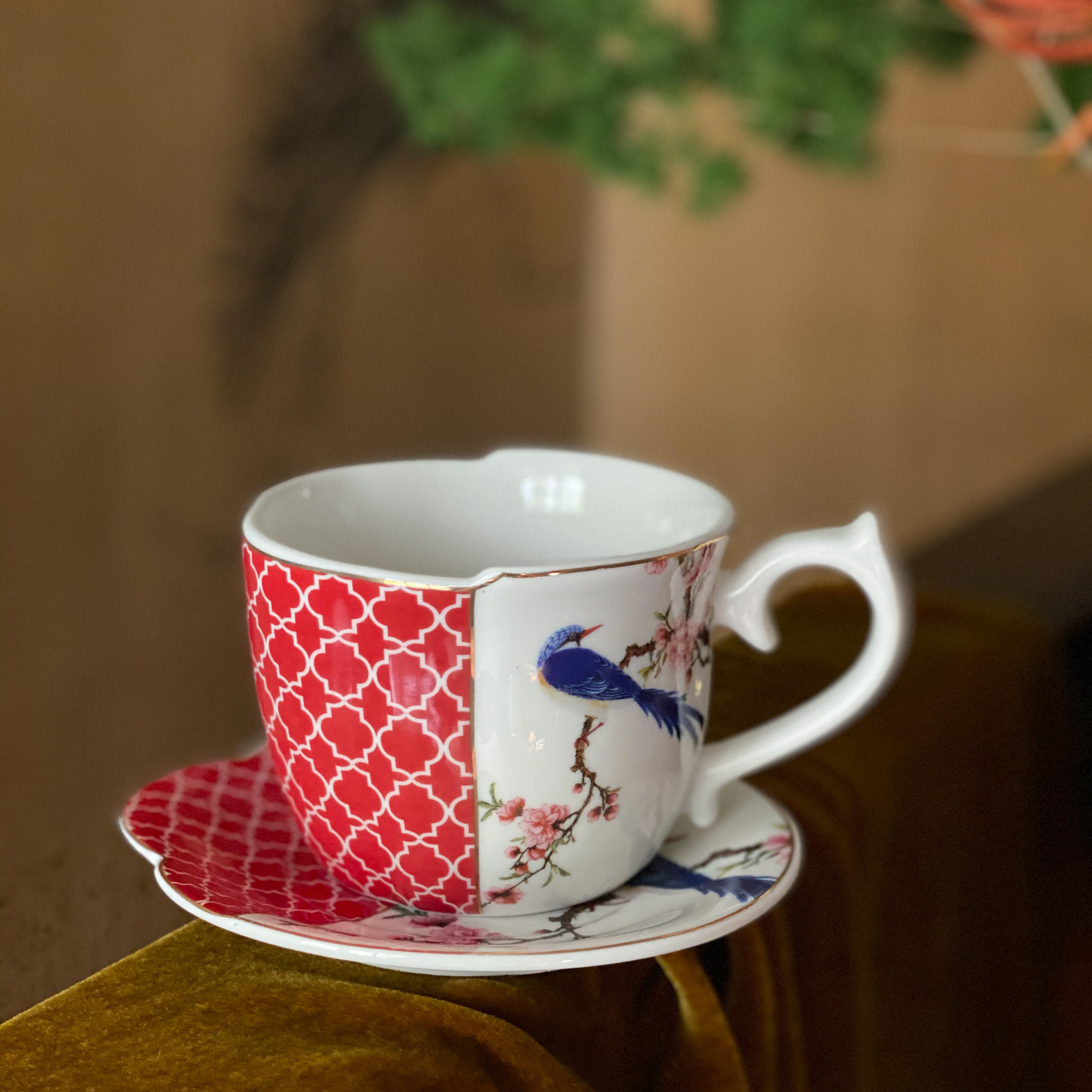 古与美学中国风喜鹊咖啡杯碟喜上眉梢虎年新年陶瓷杯下午茶杯