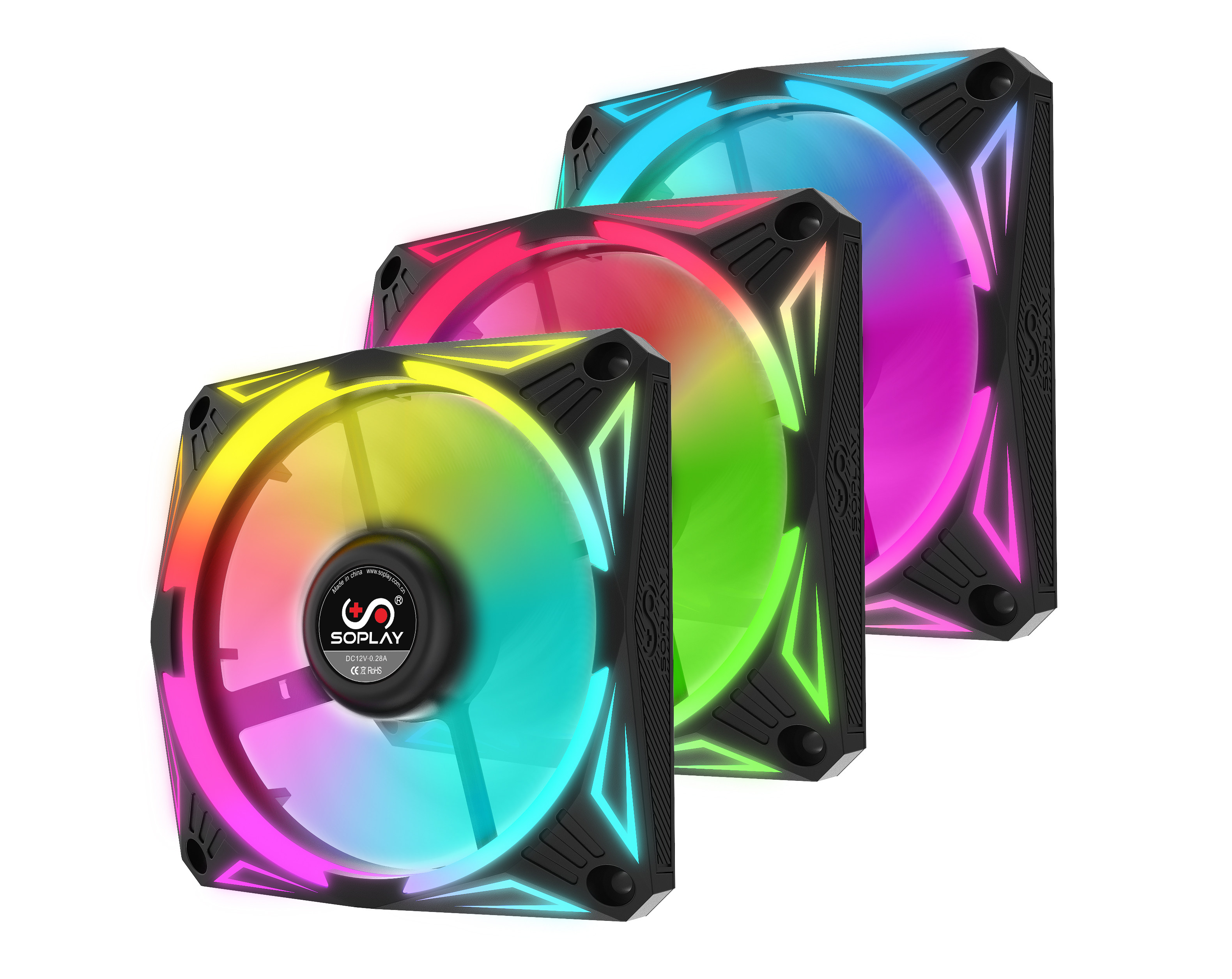 赛普雷soplay 魅影 r12cm 5伏幻彩aura主板同步 rgb 流光机箱风扇_不