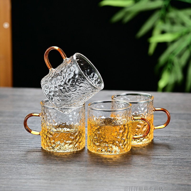耐高温玻璃杯水杯茶杯锤纹日式牛奶杯饮料杯家用玻璃白酒杯120ML