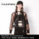 Lapargay纳帕佳2023薄短外套新款女式黑白色透明复古港味潮上衣