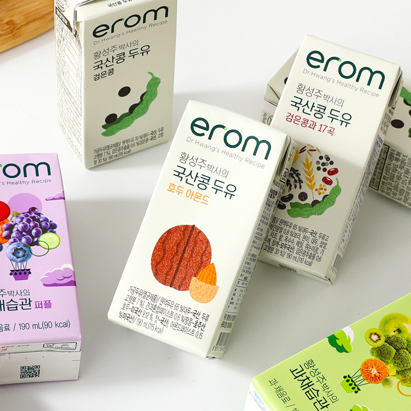 韩国进口EROM益人扁桃仁核桃豆奶190ml*16瓶一箱营养早餐奶学生奶