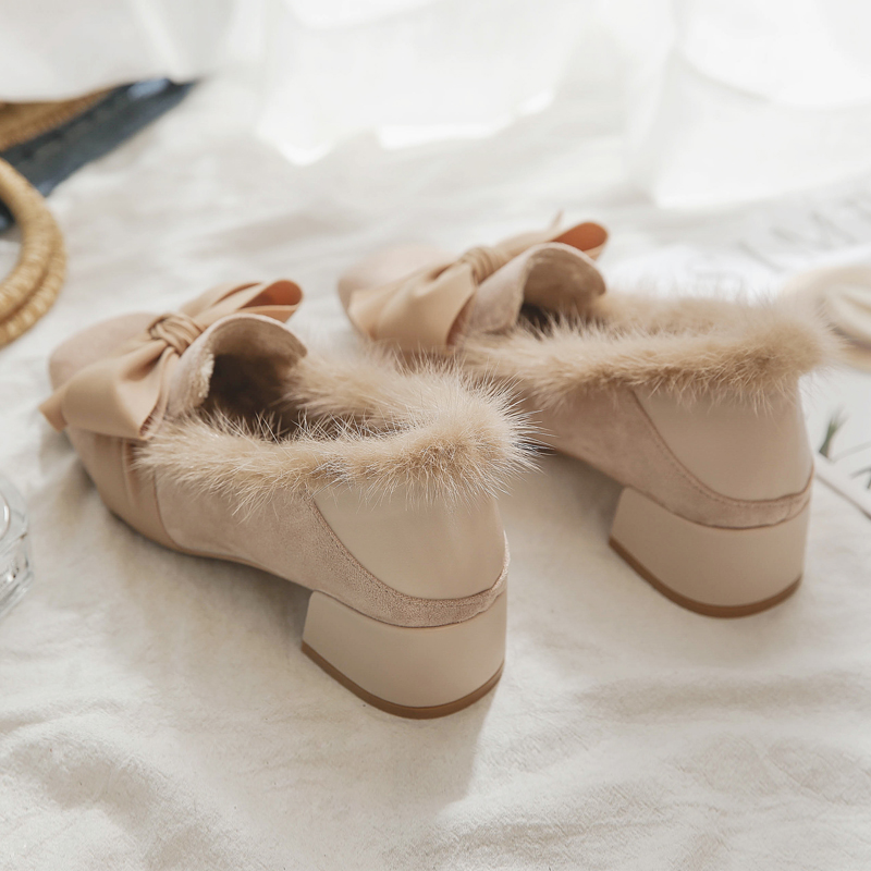 2019 winter new pattern Net Red Lazy man hyoma Plush Doug shoes Versatile Middle heel With crude Single shoesin the Women's Shoes, Low shoes category - from Buy2taobao.com to provide professional Taobao agent buy service