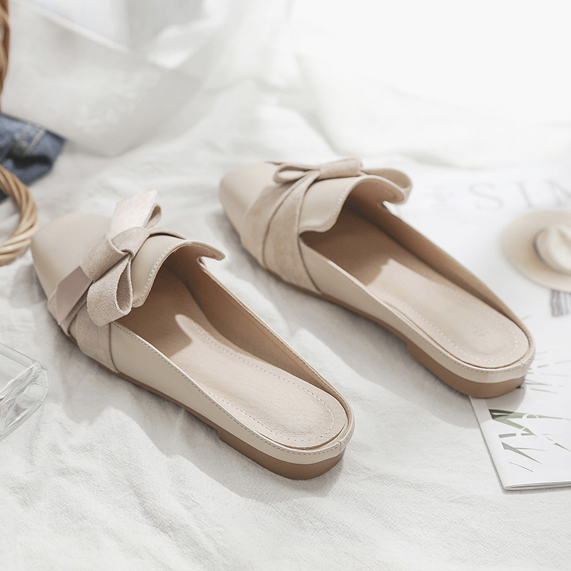 2021 spring and autumn new pattern Net Red girl Heel Lazy man Baotou Semi slipper All-match fashion Flat bottomin the Women's Shoes, Slippers category - from Buy2taobao.com to provide professional Taobao agent buy service