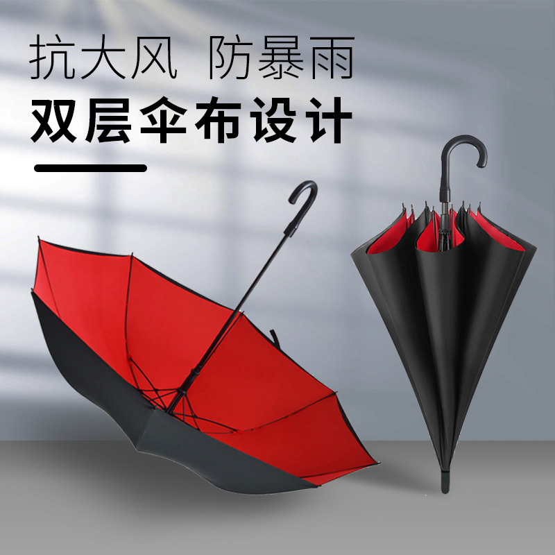 雨伞大号弯柄自动长柄家用男士超大抗风暴双人直杆暴雨专用大雨伞
