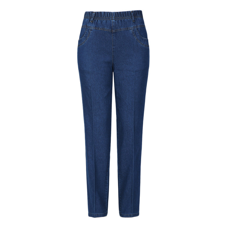 中年女士伯母姑姑小姨大婶姥姥老妈啊婆穿牛仔裤休闲直筒长库子.