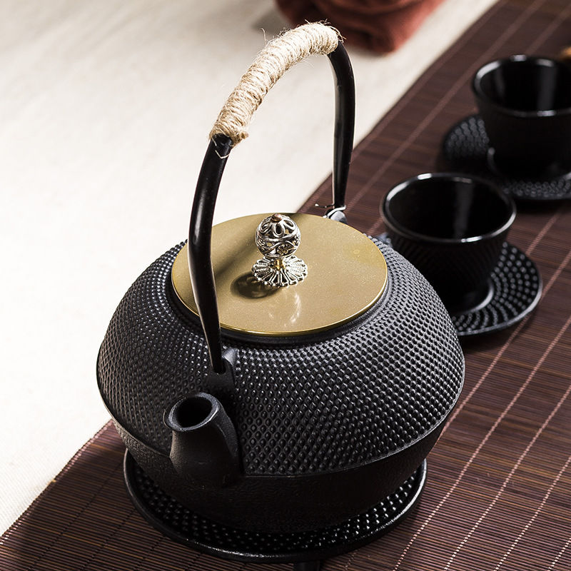 铁壶铸铁茶壶茶室装饰摆件新中式软装餐厅茶水壶煮铁茶壶茶具套装