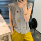 卡通刺绣飞飞袖亚麻针织开衫女欧洲站2025夏装新款欧货女装上衣潮