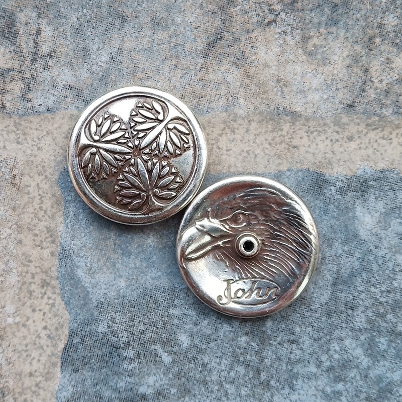 皮雕diy古银装饰扣财布扣包包扣钱夹手袋饰片德川幕府三叶葵花纹