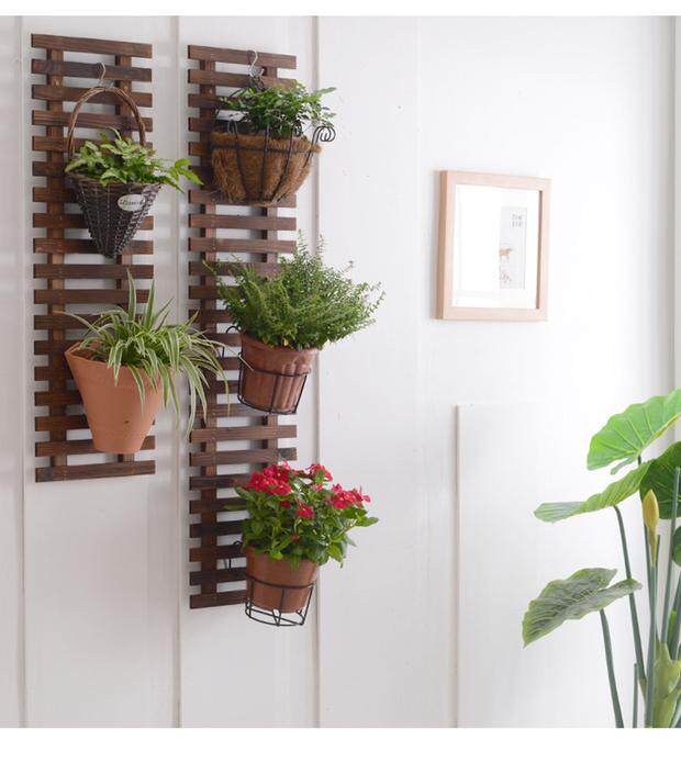 花架墙上免打孔墙上花架阳台壁挂墙壁植物架实木悬挂式花盆架优惠券