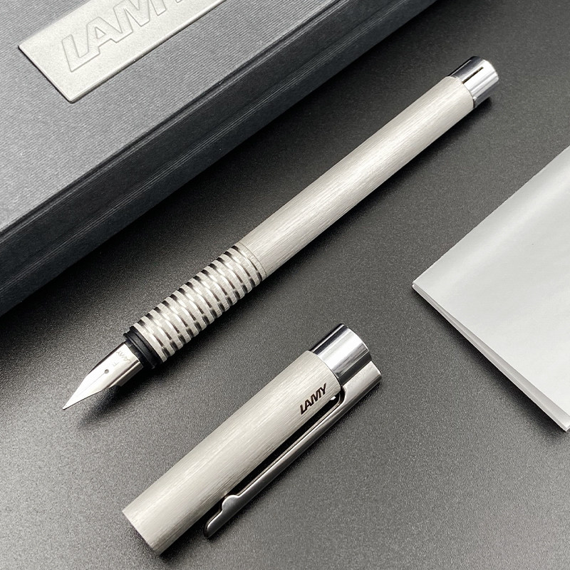 德国原装正品lamy钢笔凌美logo连环系列拉丝不锈钢商务礼盒装