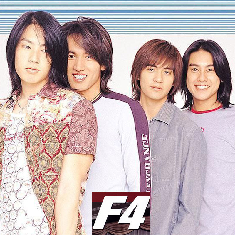 热销假长发男_f4 流星花园4人全套 周渝民 长发 假发头套 男士 蓬松