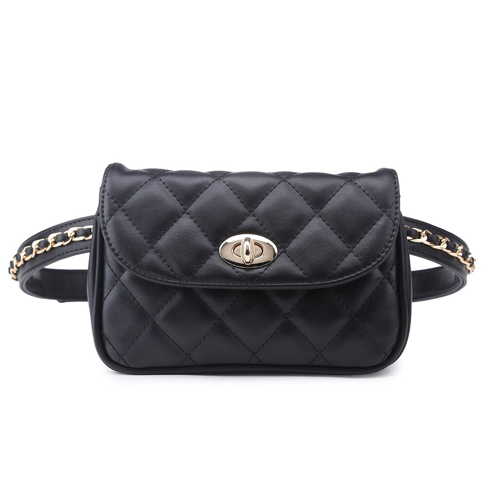 腰包女款小香风菱格链条包单肩斜跨导购腰包新款网红时尚珠宝腰包