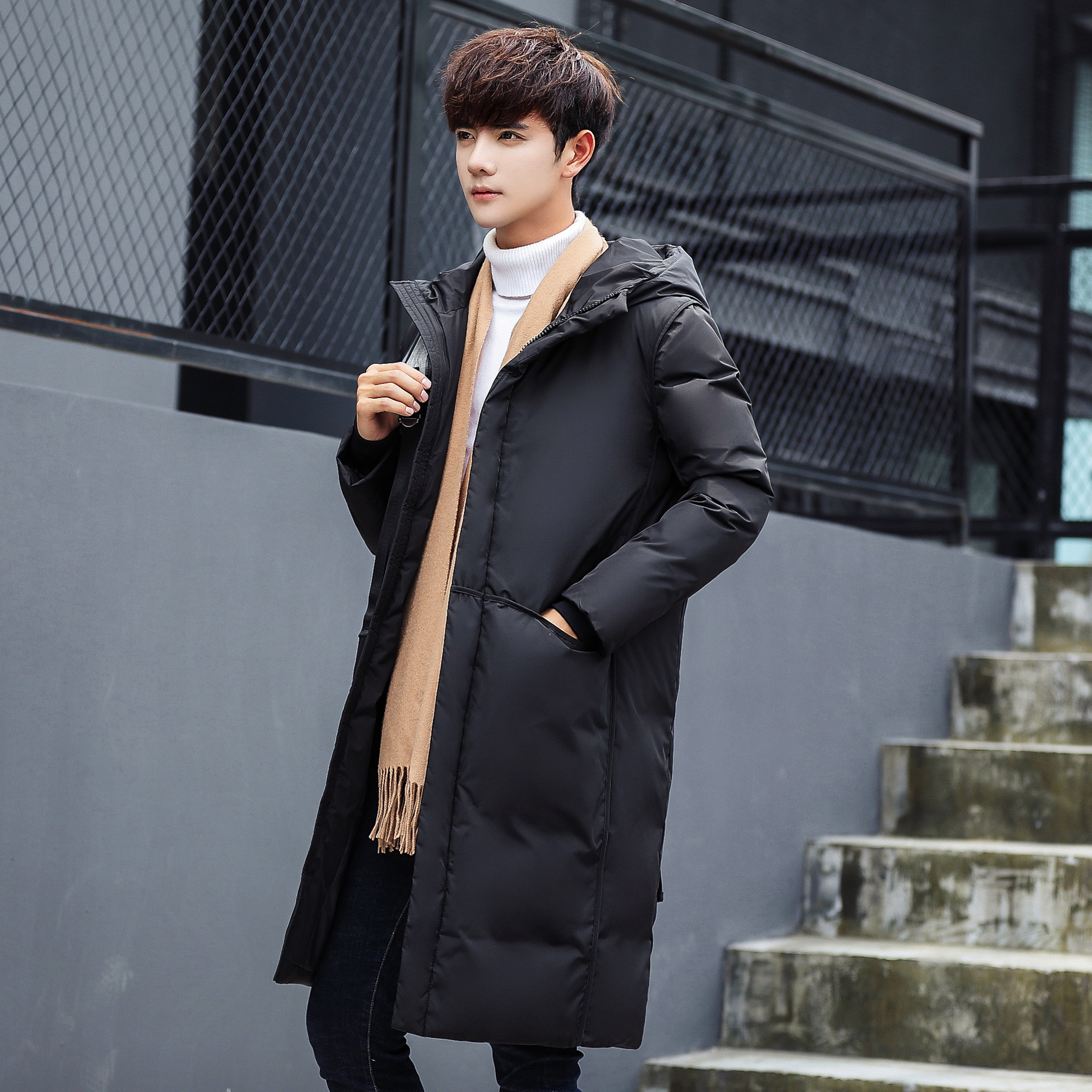 备战双12连帽羽绒衣冬加厚中长款保暖羽绒服男104-2-a805p230降|数据